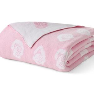 Rose Jacquard Love Shack Fancy Reversible Throw Blanket- Pink Floral Blanket